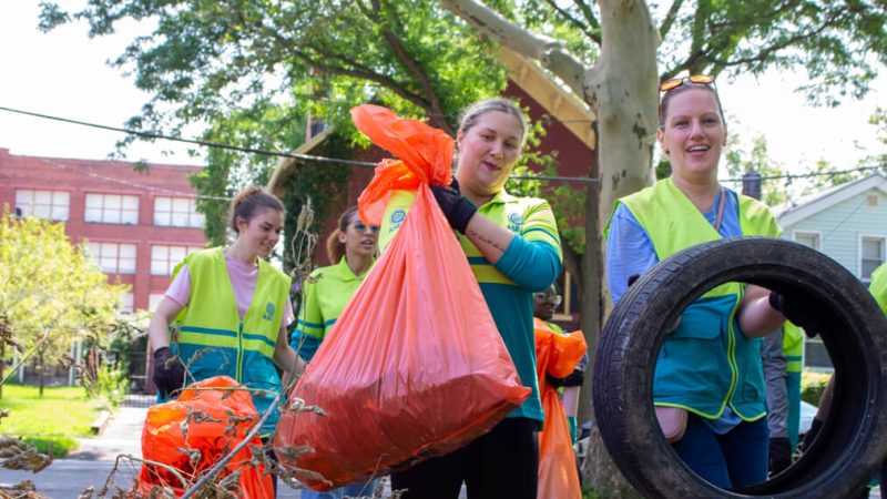 ASEZ WAO Church of God young adult worker volunteers susan b anthony square park cleanup